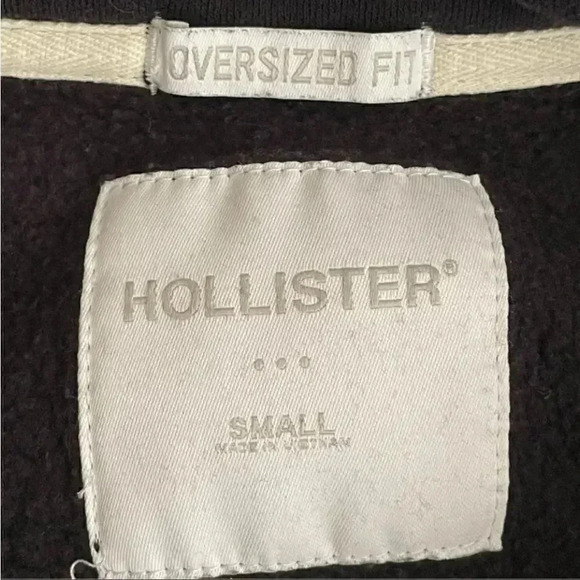 Holister Black oversized zip up pullover unisex sweatshirt SZ M - Picture 6 of 11